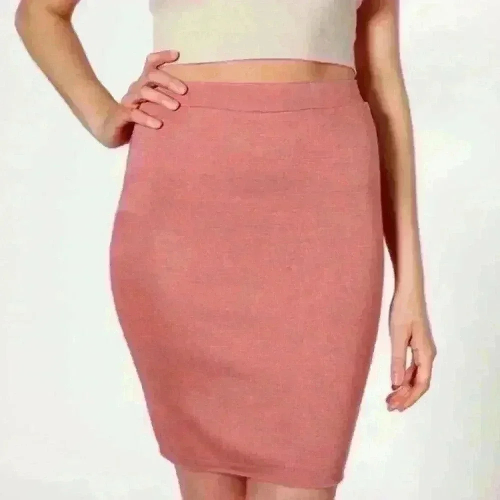 Vintage Y2K American Apparel Pink Knit Bodycon Skirt XS Barbiecore Preppy Dainty